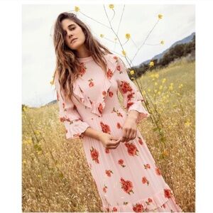 Christy Dawn rare bisou dress blush pink floral EUC